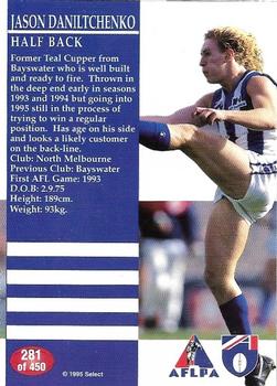 1995 Select AFL #281 Jason Daniltchenko Back